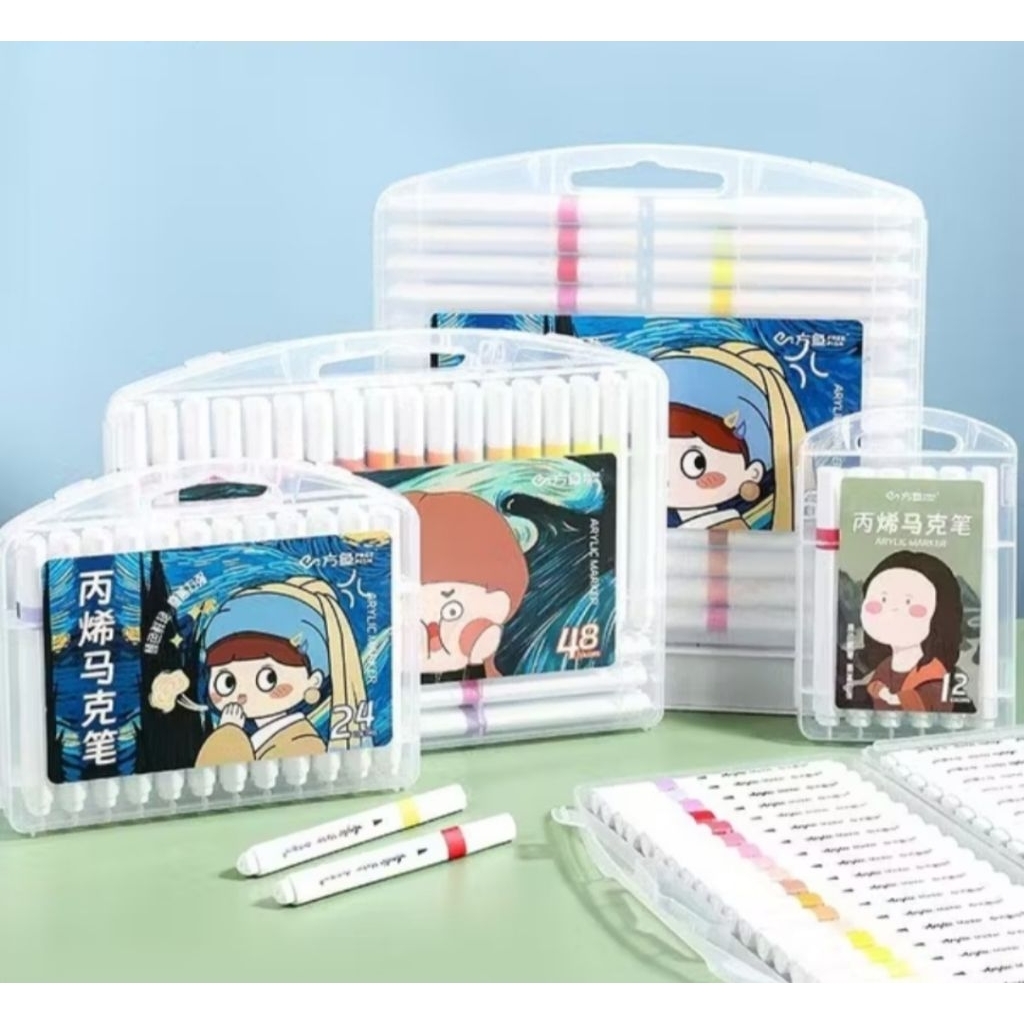 

Acrylic Market set Spidol Warna warni Cat akrilik untuk anak-anak Kreasi Hobi menggambar 12/24 pcs