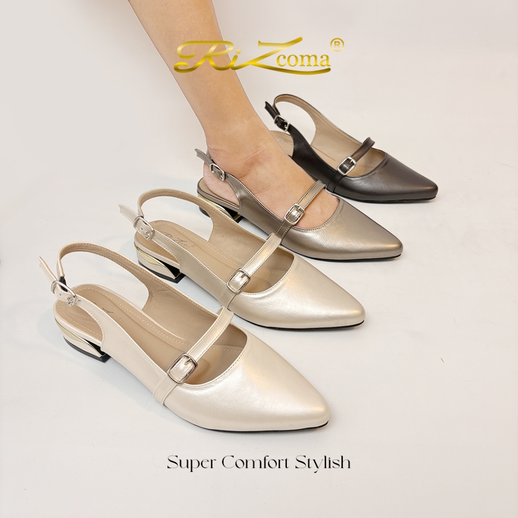Sepatu Sandal Wanita Mules Model Korea Kulit Hak 3cm - Rizcoma Gladys