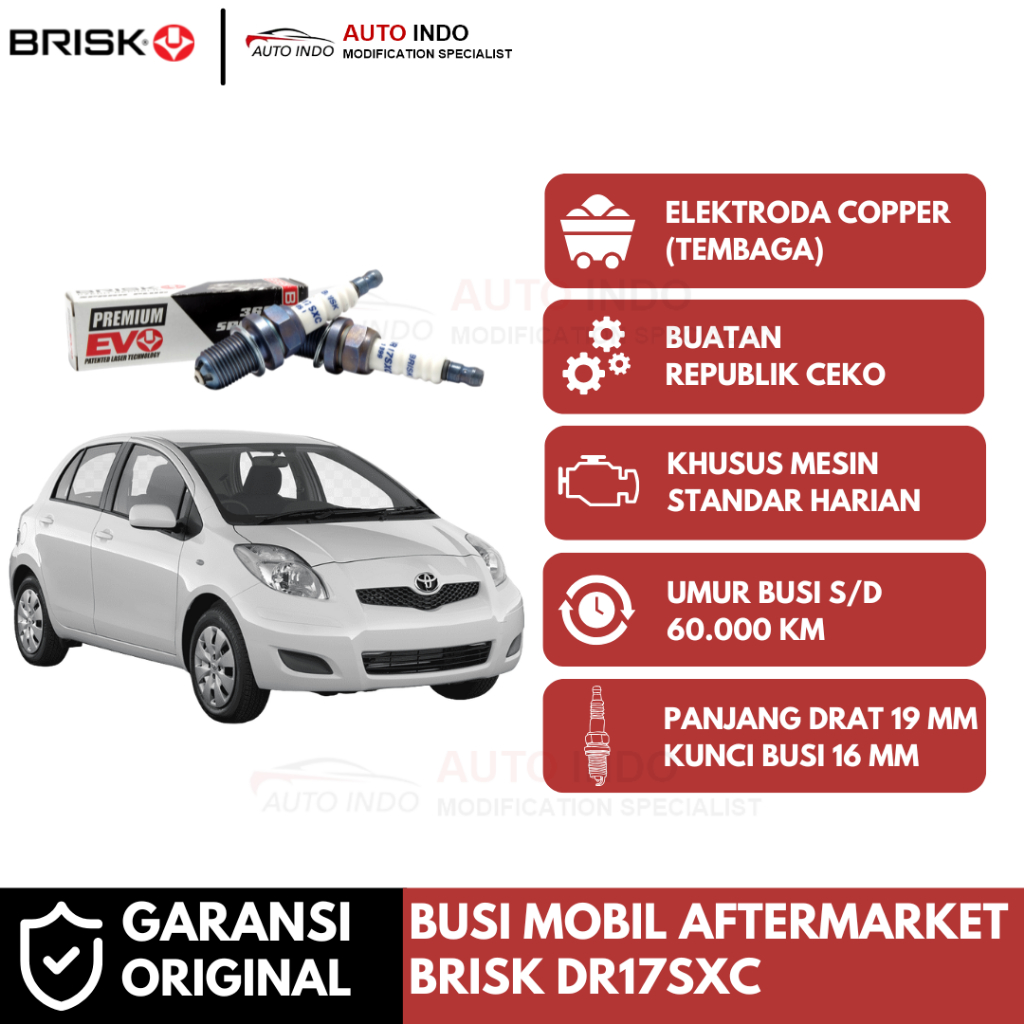 Busi Mobil Racing Toyota Yaris Bakpao Busi Brisk Premium Evo DR17SXC 100% Ori