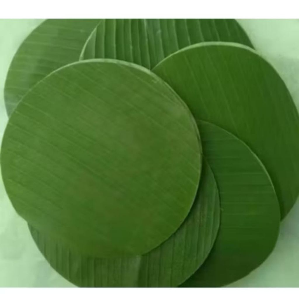 

Daun pisang bulat isi 15 lembar diameter 15cm,20cm,23cm,25cm