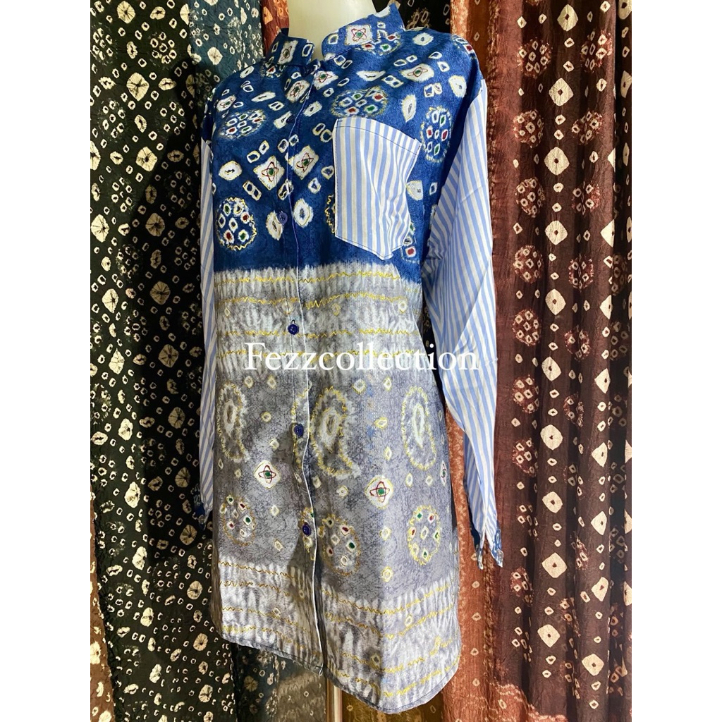 atasan jumputan kombinasi