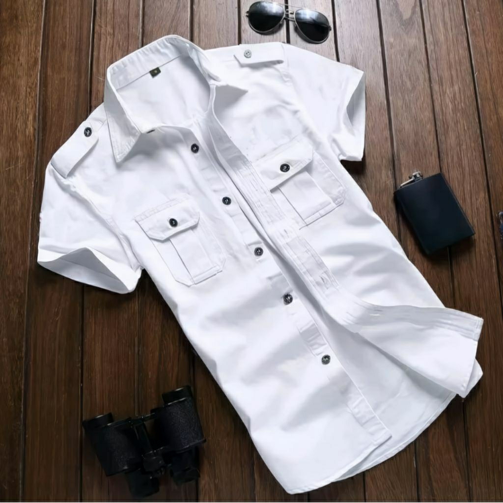 Kemeja Tactical Warna putih / Kemeja Tactical Pria / Kemeja Tactical Pdh polosan