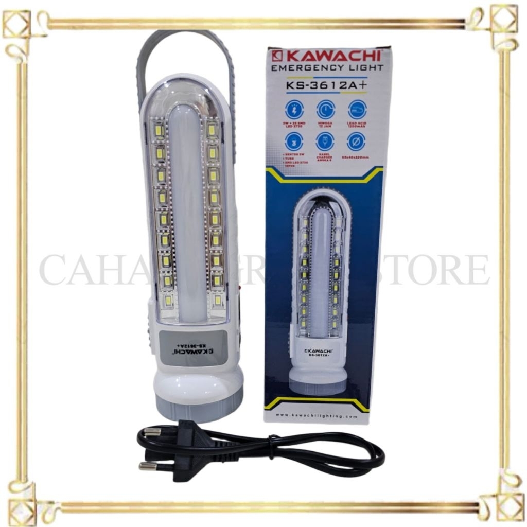 Emergency Light Lampu Kawachi / KS 3612A Emergency  + Senter tangan / LED Super Terang Kawachi