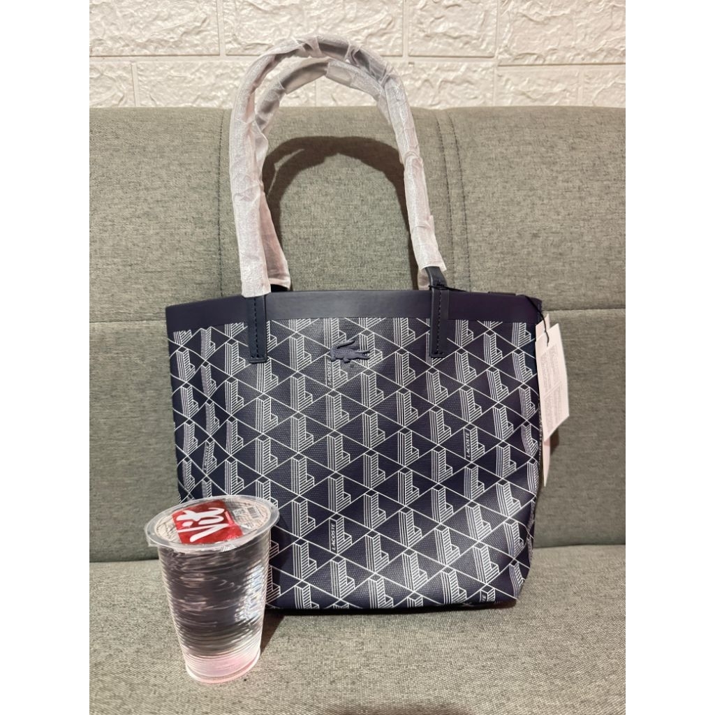 Tas Wanita Lacoste Zely Monogram Coated Canvas Tote Bag