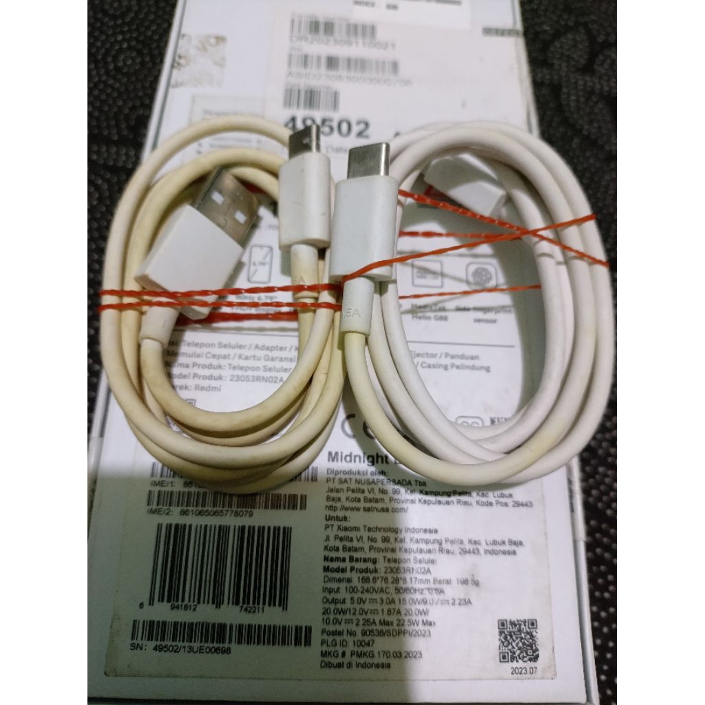 KABEL DATA BAWAAN OPPO A3X 1ASLI COPOTAN ORIGINAL(TIDAK CACAT HANYA BEKAS)
