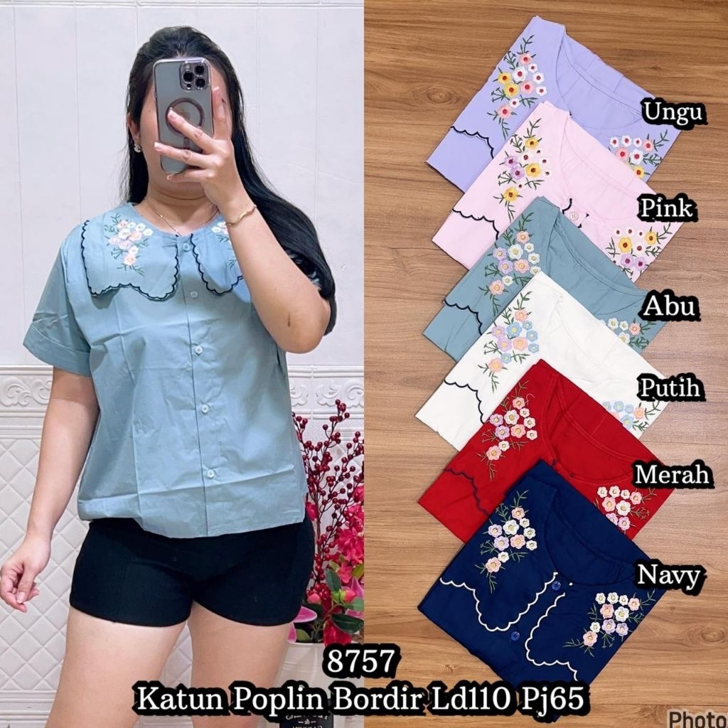 8757 Katun Kerah Bordir