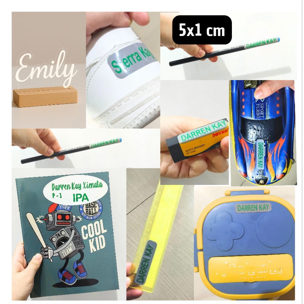 

MM4 - STIKER NAMA CUSTOM WATERPROOF ANTI AIR | LABEL NAMA ANAK UNTUK BOTOL BUKU TULIS KOTAK BEKAL