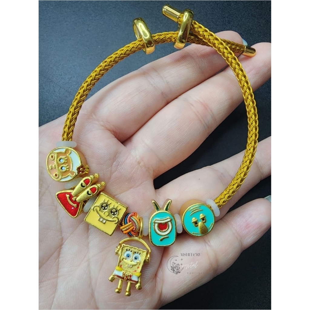 Kode SPONGEBOB - PADUAN EMAS / Sandgold S999 Charm / Liontin Anti Karat untuk Gelang Crystal / Gelan