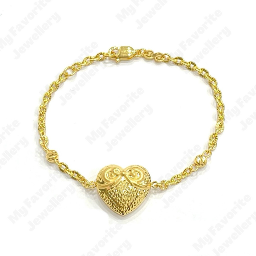 Gelang Fancy Kristal Ringan Variasi Love Kopongan Untuk Wanita Kekinian 1.7Graman EMAS ASLI Kadar 70