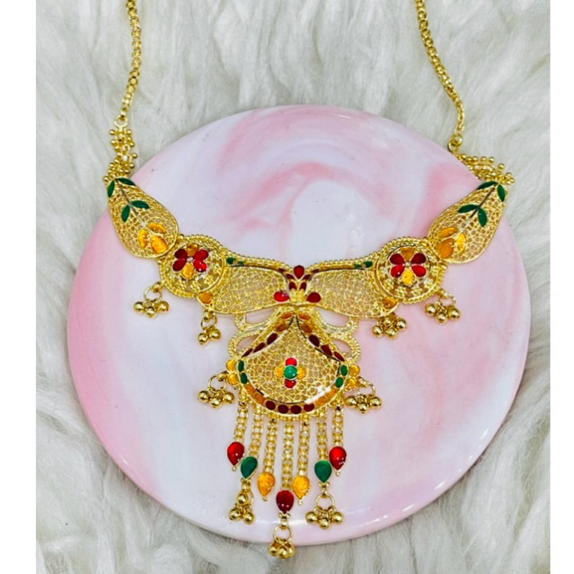 kalung kerawang motif dubai rumbai mewah elegant emas asli kadar 700