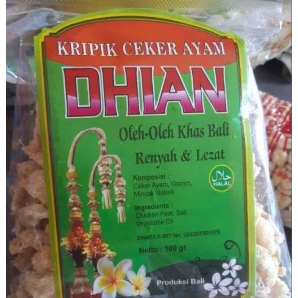 

KERIPIK CEKER DHIAN 100GR. KERIPIK CEKER AYAM. OLEH OLEH BALI