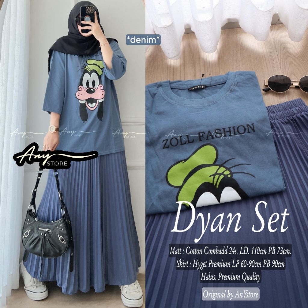dyan one set wanita kekinian one set jumbo ld 120 kaos oversize bigsize kaos jeans by belwis tunik k