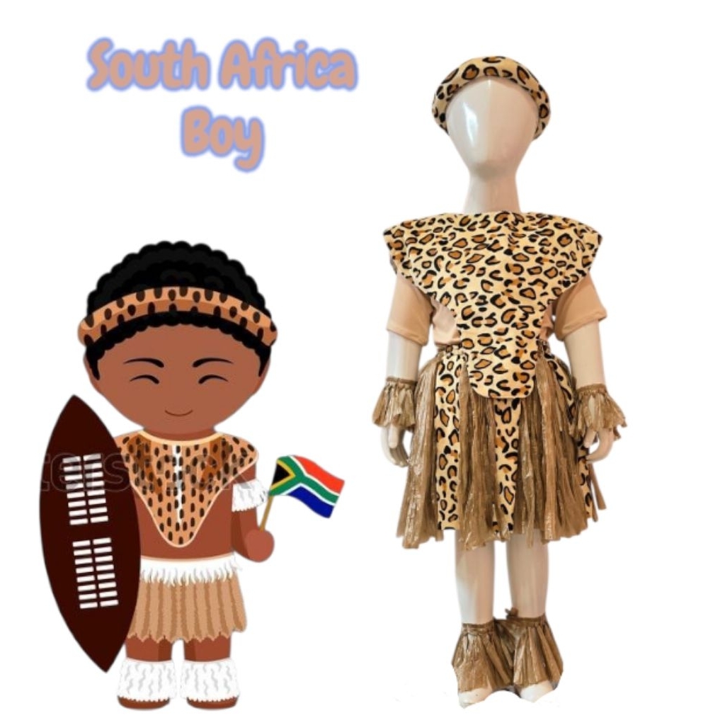 Afrika Selatan Boy Dan Dewasa/Baju Negara Afrika/Kostum Benua Afrika Selatan/Traditional Costume Of 