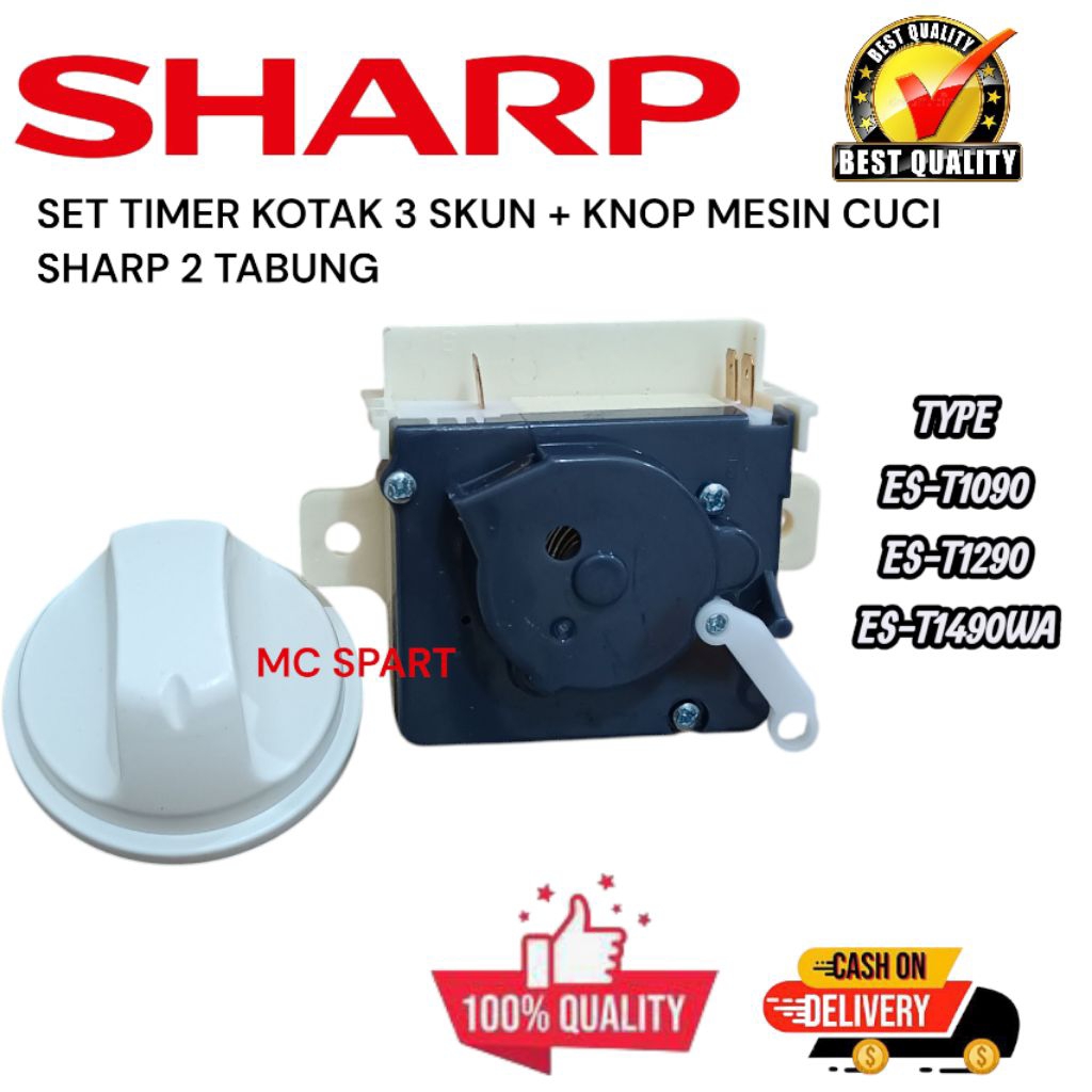 SET TIMER KOTAK+KNOP SHARP ES-T1090 ES-T1290 ES-T1490WA TIMER MESIN CUCI SHARP 2 TABUNG MODEL SOKET
