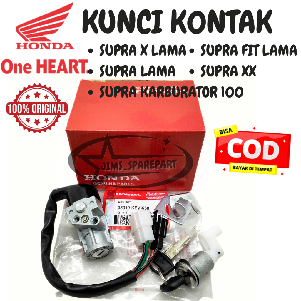 KUNCI KONTAK HONDA KEV SUPRA X FIT OLD LAMA XX KARBURATOR 100 ASLI AHM ORI HGP SATU SET RUMAH KONCI 
