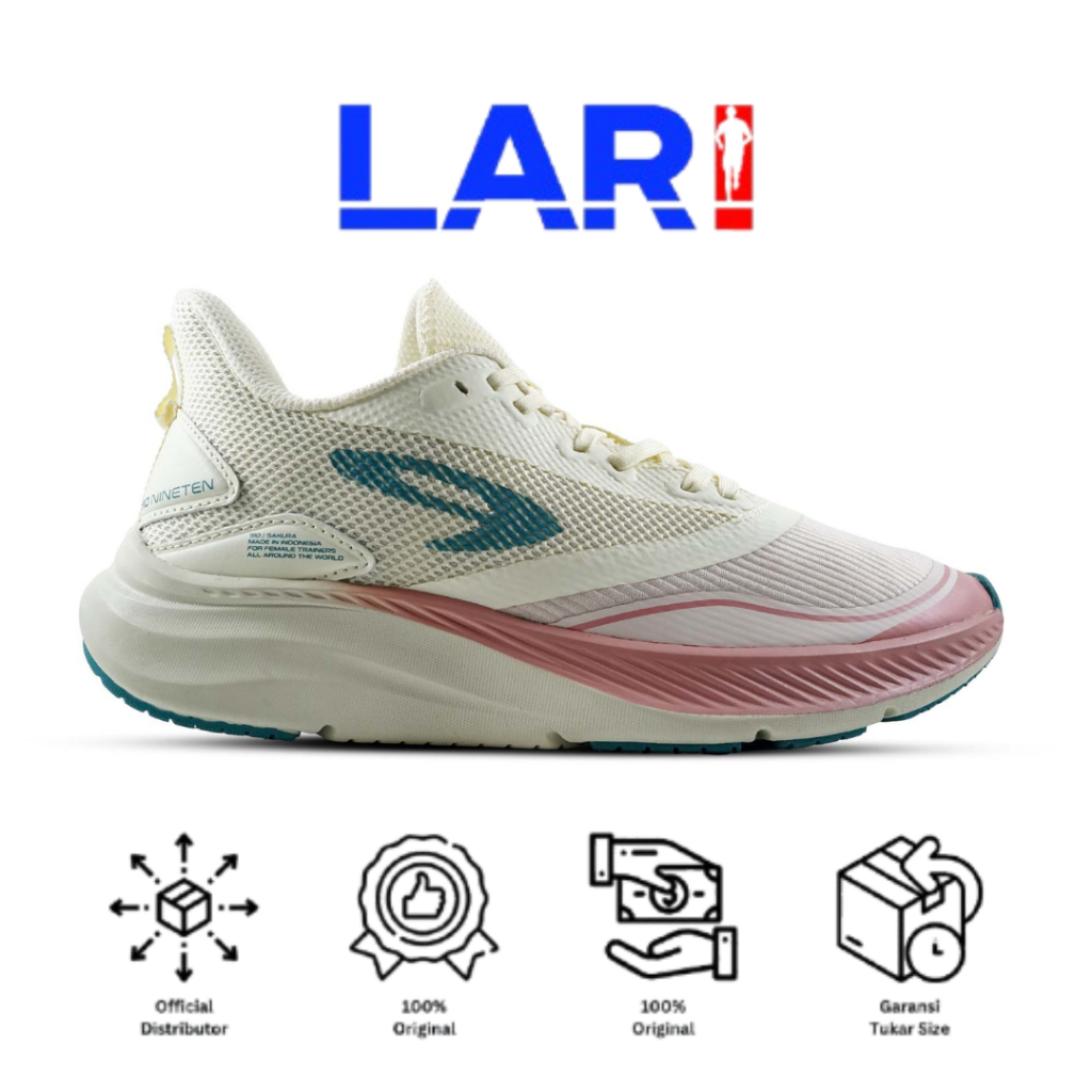 910 Nineten Sakura Putih/Pink Sepatu Lari Training, Daily Running