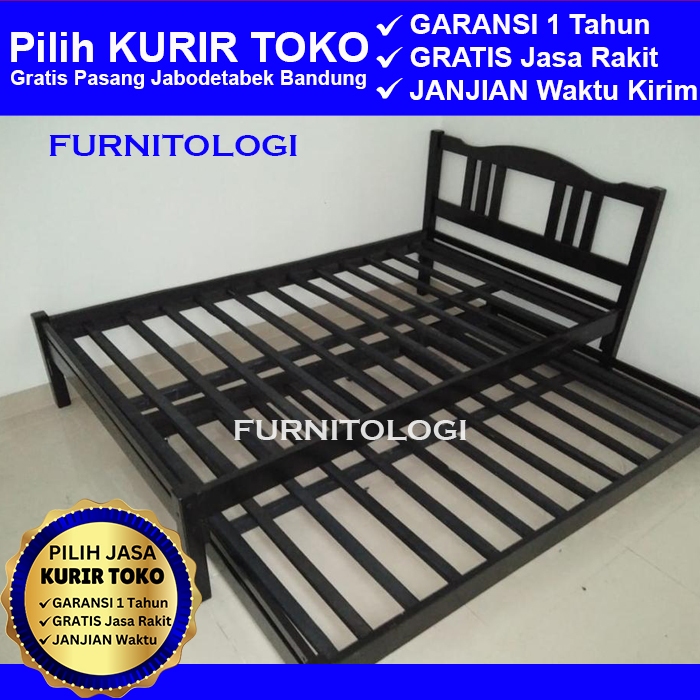 Ranjang Susun Single Medium Sorong 120x200 - Ranjang Kayu dengan Ranjang Sorong