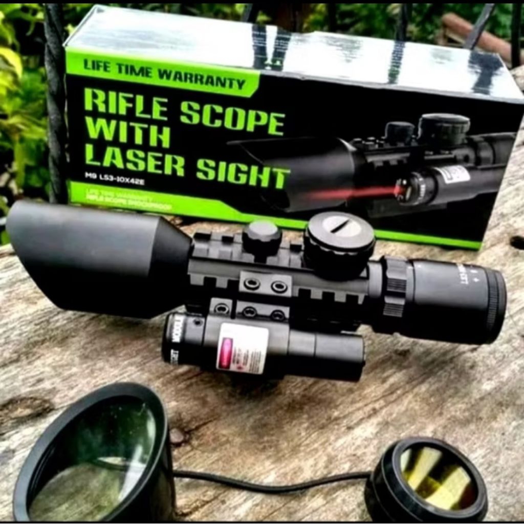 Telescope teleskop Rifle Scope + Laser scope ACCURATE M9 LS 3-10x42 E