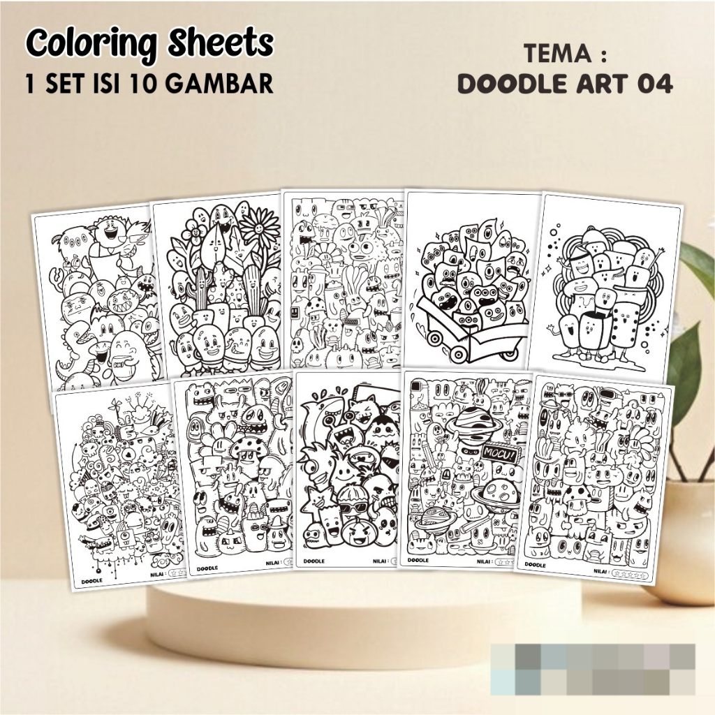 

KERTAS GAMBAR MEWARNAI TEMA DOODLE A4 READY STOCK - LEMBAR COLORING SHEETS ISI 10 LEMBAR