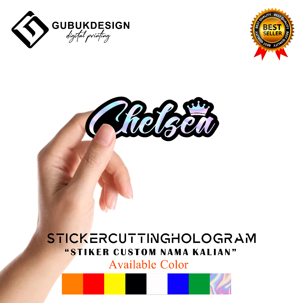 

Stiker Nama Hologram Custom Pake List Background / Sticker Custom Mahkota Cutting Anti Air