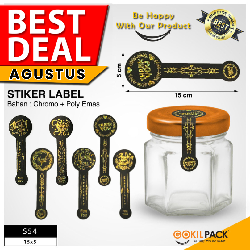 

Sticker Segel Box Thank you - Label Sticker Foil Emas - S54