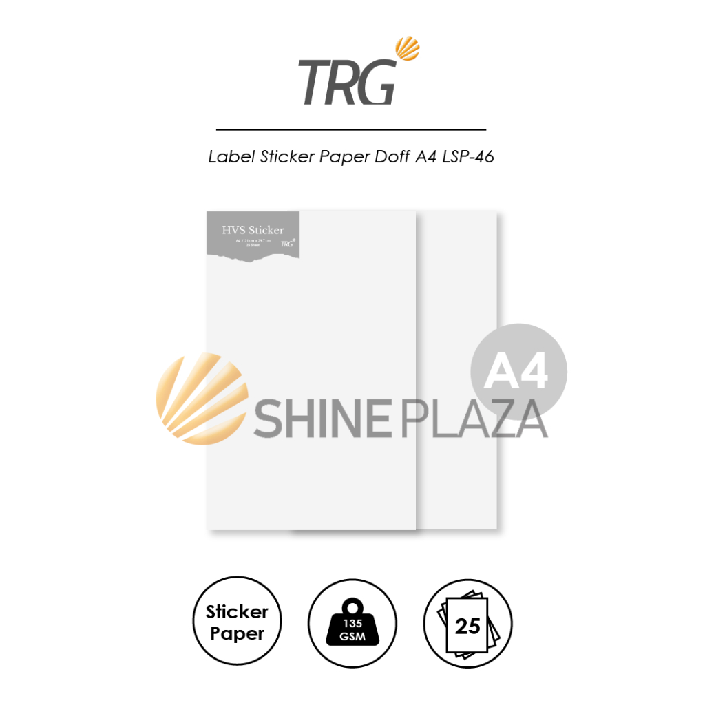

TRG Label Sticker Paper LSP-46 - Kertas Stiker HVS Putih Doff A4 1 Pak Isi 25 Lembar TRG