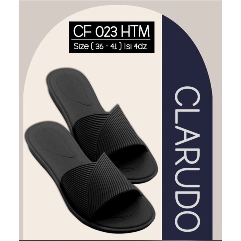 Sandal karet selop perempuan wanita casual simple warna hitam terbaru - sandal selop karet clarudo C