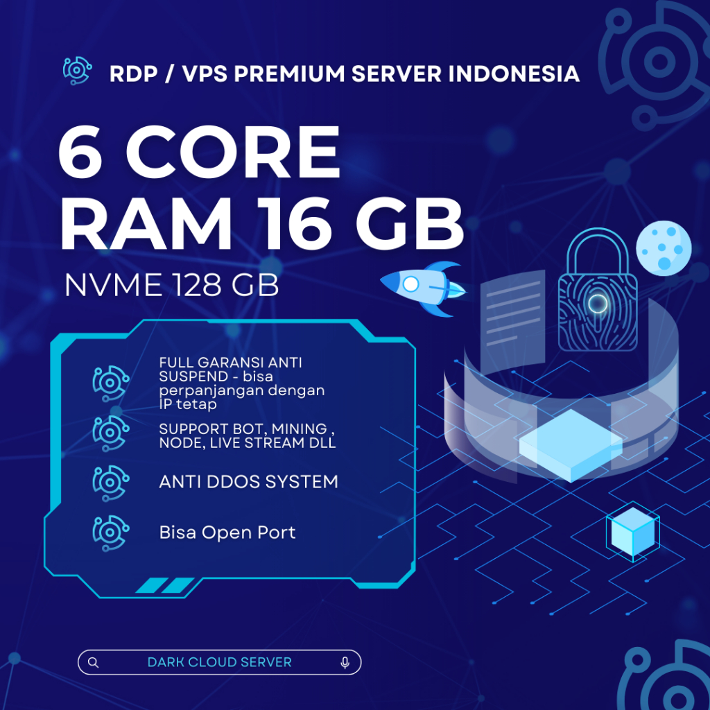 RDP / VPS Ram 64GB 16 Core / 16 VCPU Ram 64 GB Bulanan Mingguan Harian Murah Windows / Linux Full Ad