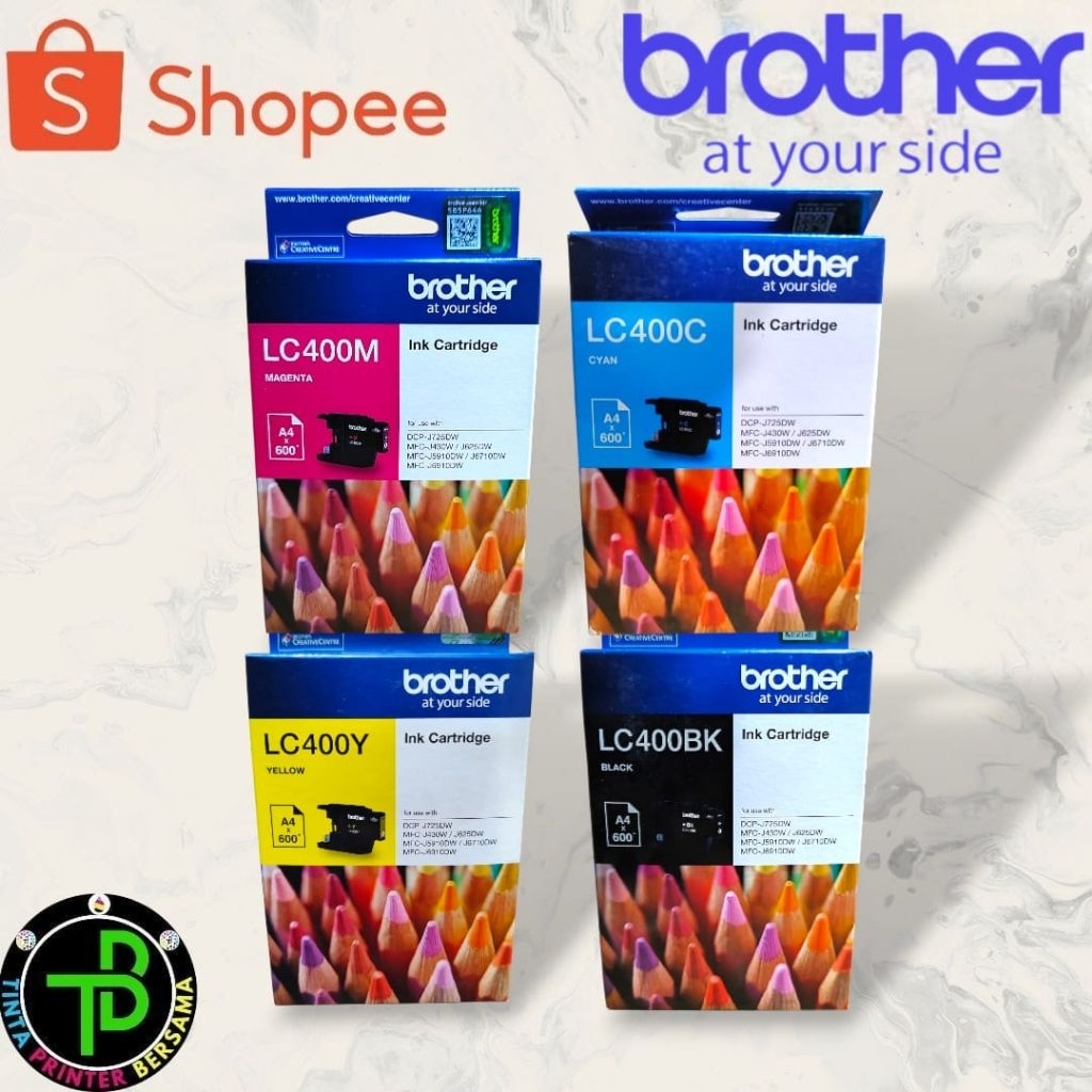 Tinta brother lc 400 Black dan Colour DCP-J725DW- MFC-J430W- MFC-J625DW- MFC-J5910DW- MFC-J6710DW- M