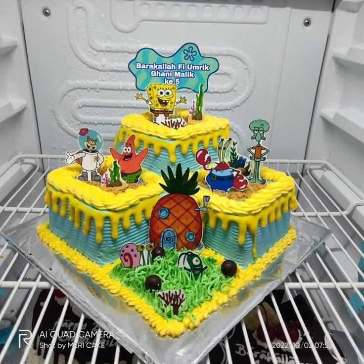 TOPPER SPONGEBOB Bebas Custom Nama / Perlengkapan Hiasan Kue Ulang Tahun / Topper Karakter Murah