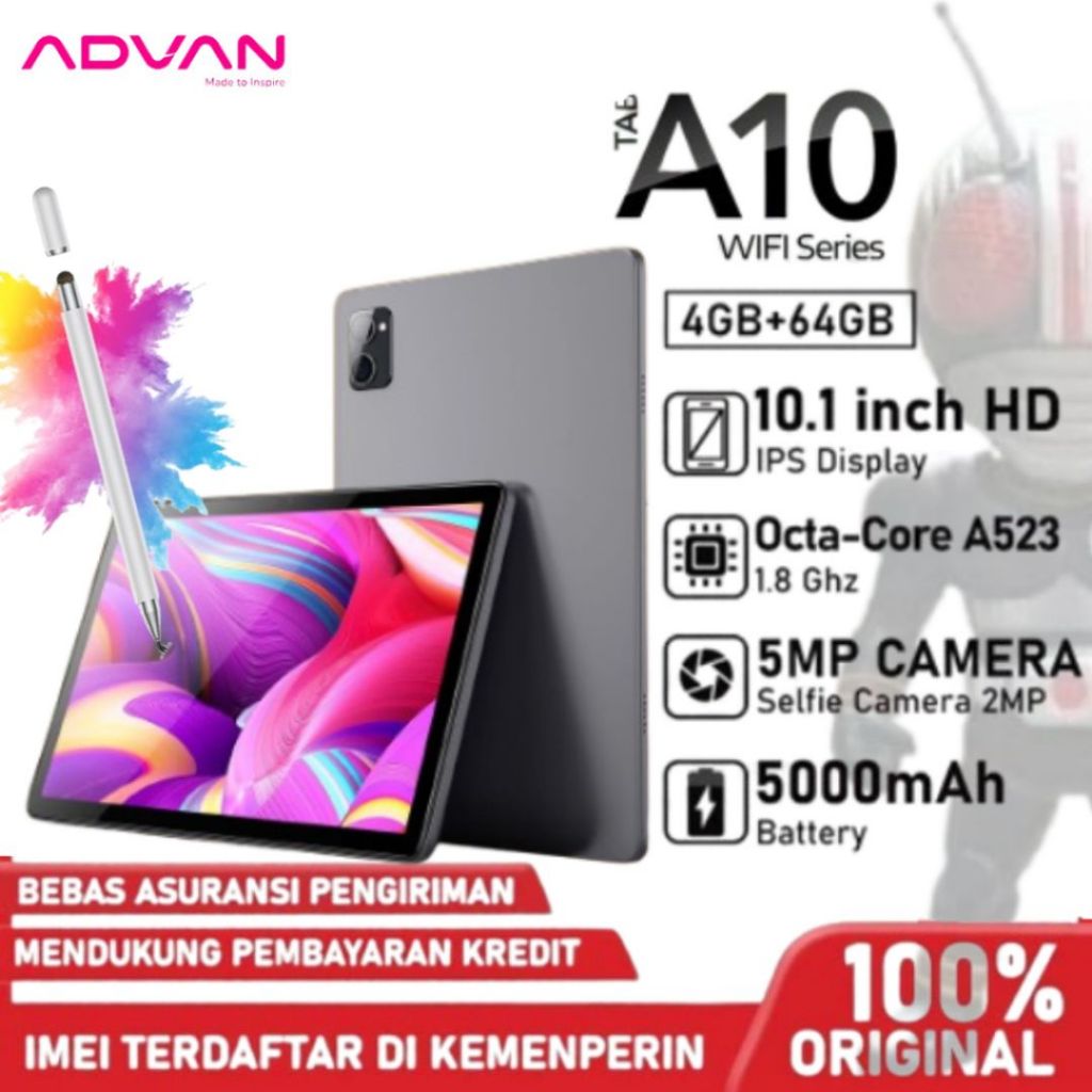 ADVAN TAB A10 4+64GB WIFI ONLY free case GARANSI RESMI ADVAN INDONESIA