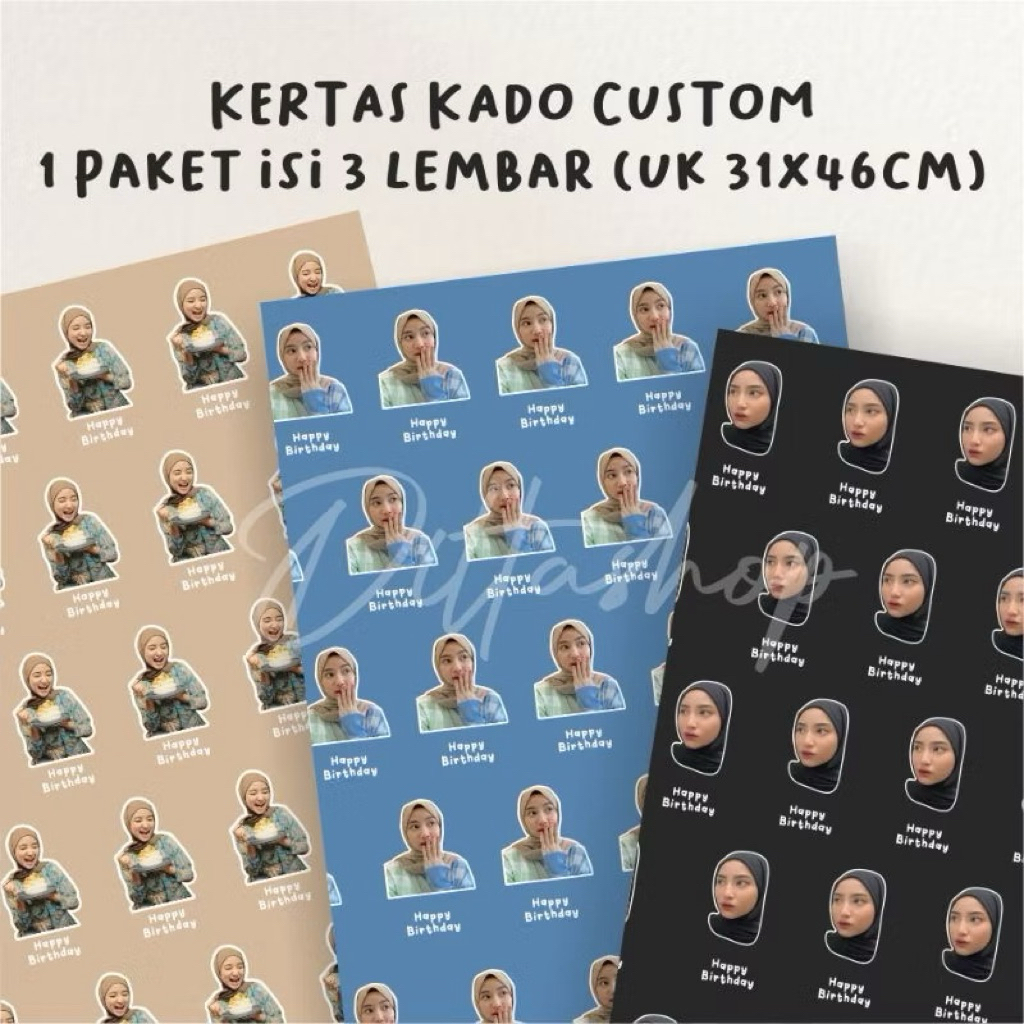 

Kertas Kado Custom (Isi 3 Lembar) / Kertas kado / Kertas kado wajah