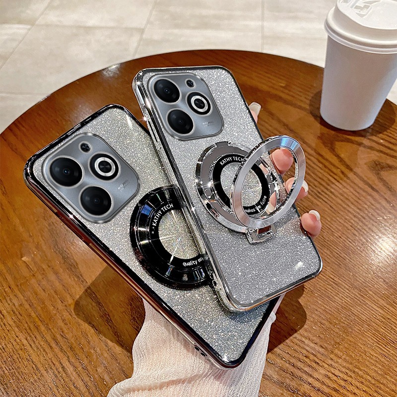 Soft Case itel A80 Glitter Ring Magnetic Holder Wireles