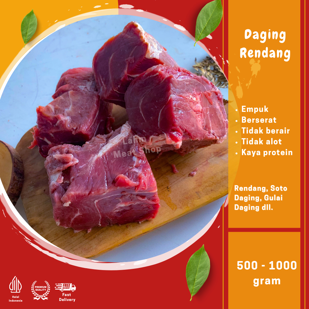 

Daging rendang segar sedikit lemak 500g-1kg bisa untuk empal dendeng siap order