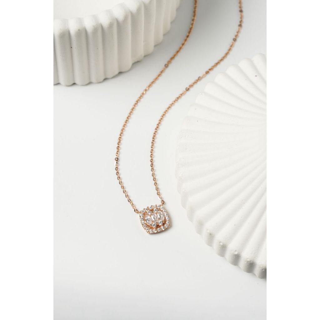 Kalung Italy Emas 17K Rante Hollo FC Model Mata Kotak Rose Gold 00024472