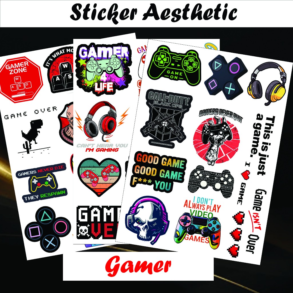 

Sticker Aesthetic A6 A5 Gamer Waterproof sticker tema Permainan pecinta game stiker kertas mainan estetik anti air pack glossy Vintage jurnal color Deco Korea kawai lucu simple