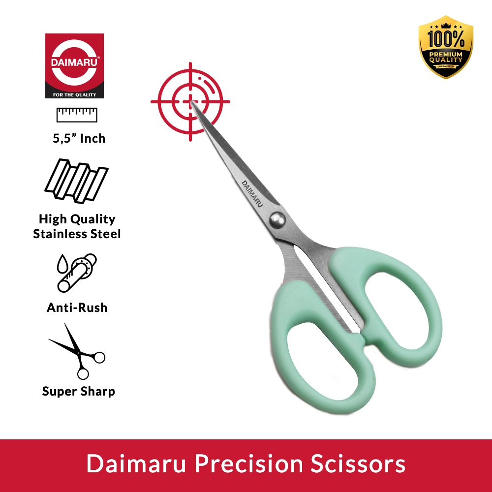 

Daimaru Precision Scissors 5,5 Inch Gunting Persisi Anti-Rush Super Tajam Baja Stainless Berkualiti Tinggi