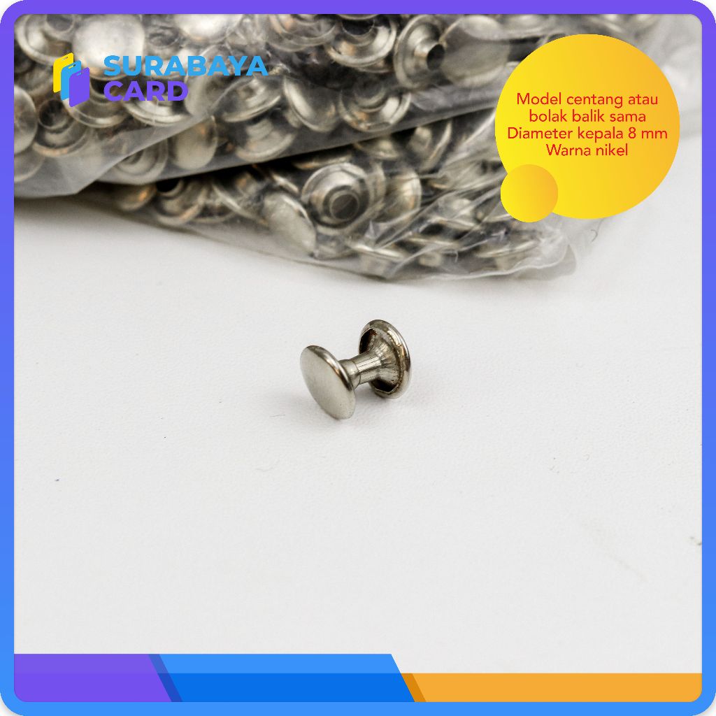 

paku rivet ripet centang keling bolak balik mata itik pita lanyard 8mm