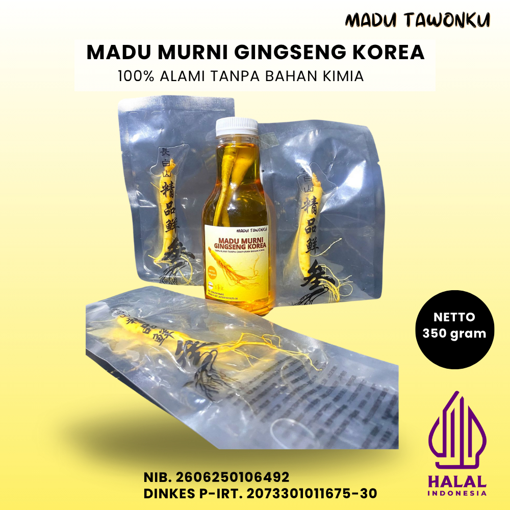 

Madu Murni Gingseng Korea Grade A 350 Gram Baik Untuk Kesehatan Herbal Tanpa Bahan Kimia 100% Alami