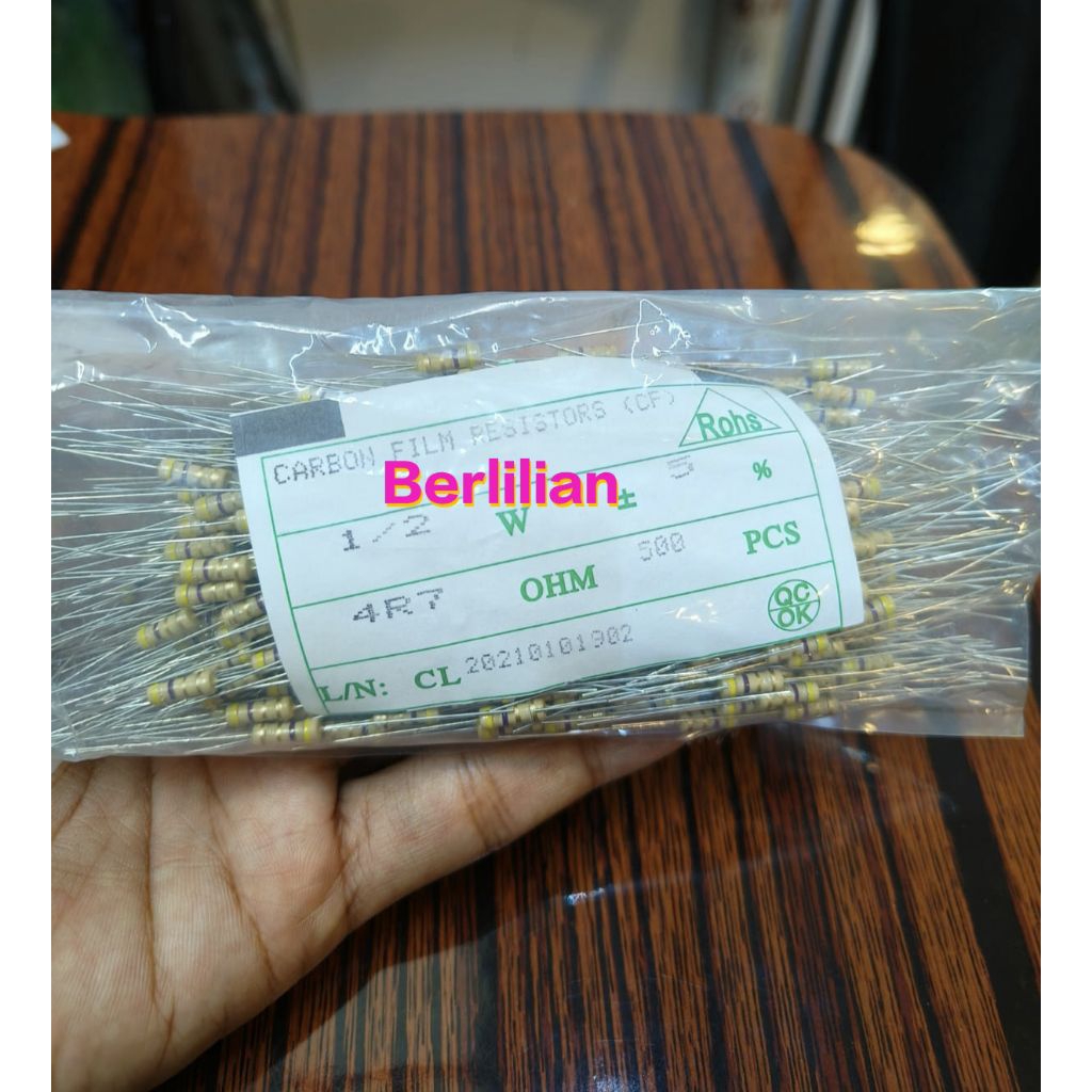 Resistor 4,7 Ohm 1/2watt isi 500pcs - Resistor 4.7 ohm 1/2W isi 500 pcs