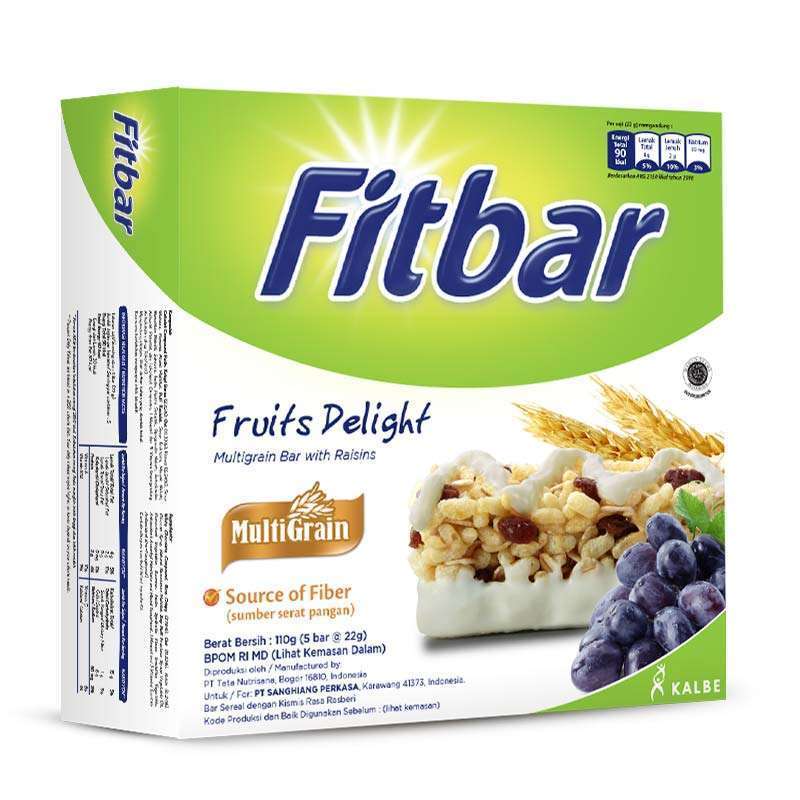 

Fitbar Kotak isi 5 pcs Fruits Delight Halal Multigrain 20 g