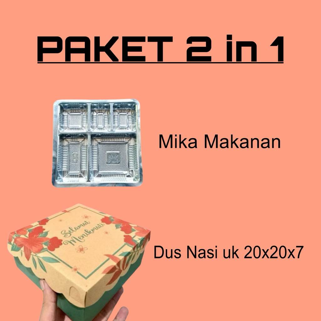 

PAKET DUS NASI / KUE DAN MIKA SEKAT 5 || PAKET KARDUS MOTIF 20x20x7 || MIKA MAKANAN ||
