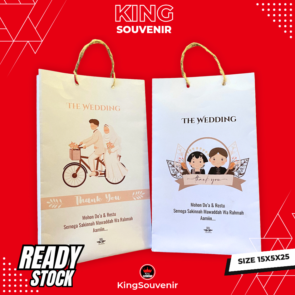 

Paper Bag Wedding Souvenir Tas Kertas Ready Stok Murah Tas Hampers Pernikahan 15x5x25