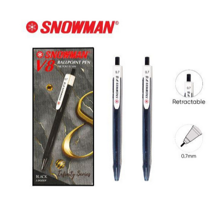 

SNOWMAN Ballpoint V8 Hitam Pastel 1 PACK ISI 12 PCS