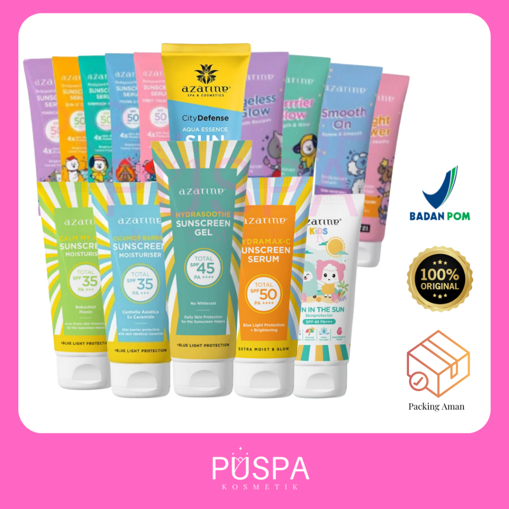 Puspa Azarine Sunscreen Wajah | Sunscreen Badan | Sunscreen Anak | Sunscreen Tone Up | SS Spray
