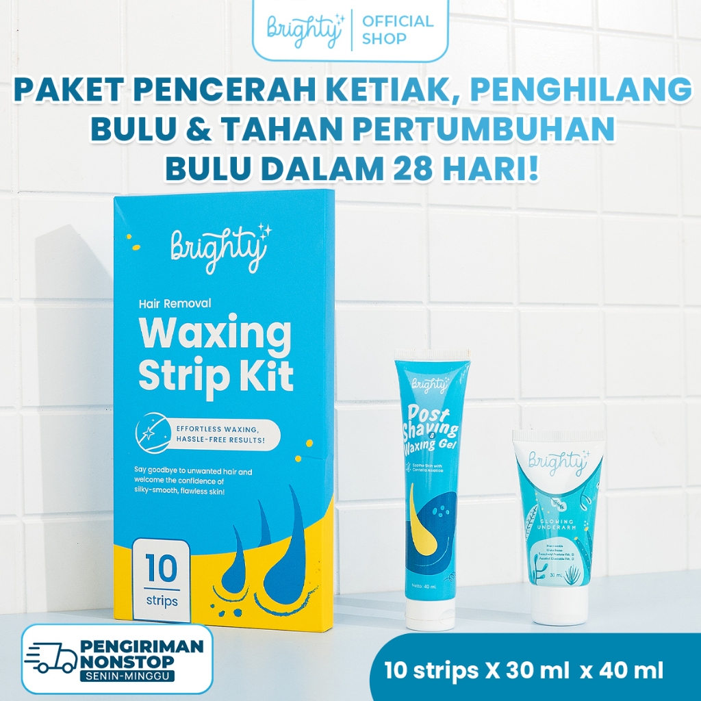 Brighty Post Shaving & Waxing Gel + Glowing Underarm + Waxing Strip Kit Waxing pencukur bulu kemalua
