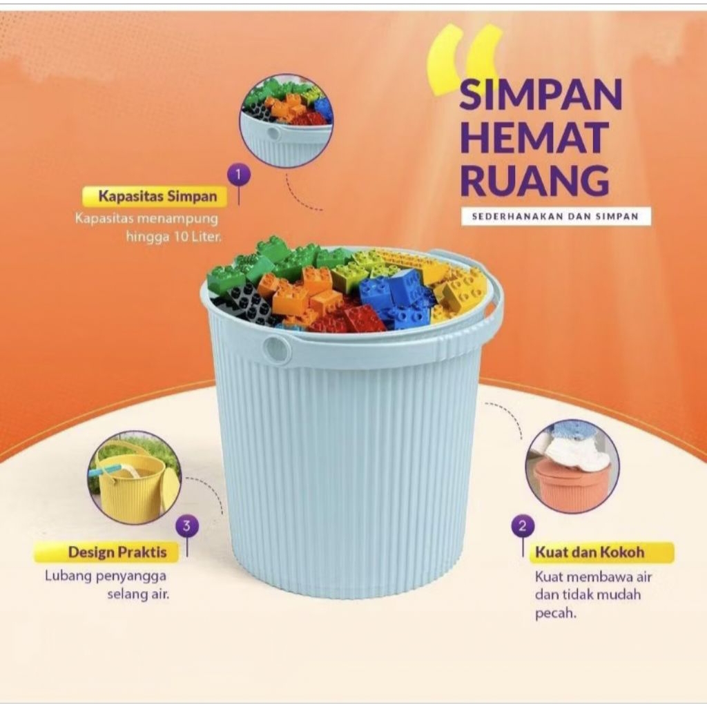 M1 EMBER MINIMALIS KAPASITAS 10 L TUTUP EMBER AESTHETIC