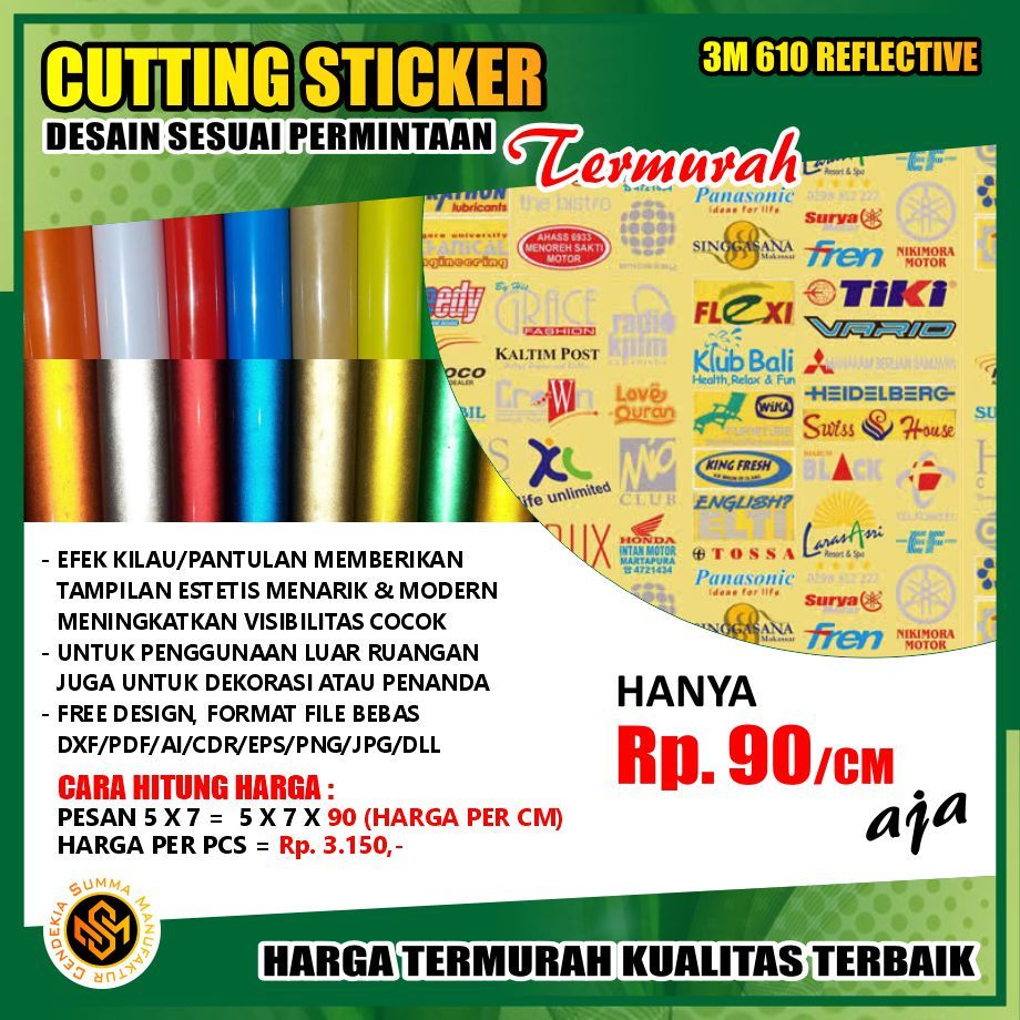 

Cutting Sticker Stiker Cuting Timbul Nama Reflective Reflektif Mantul Memantul Oracal