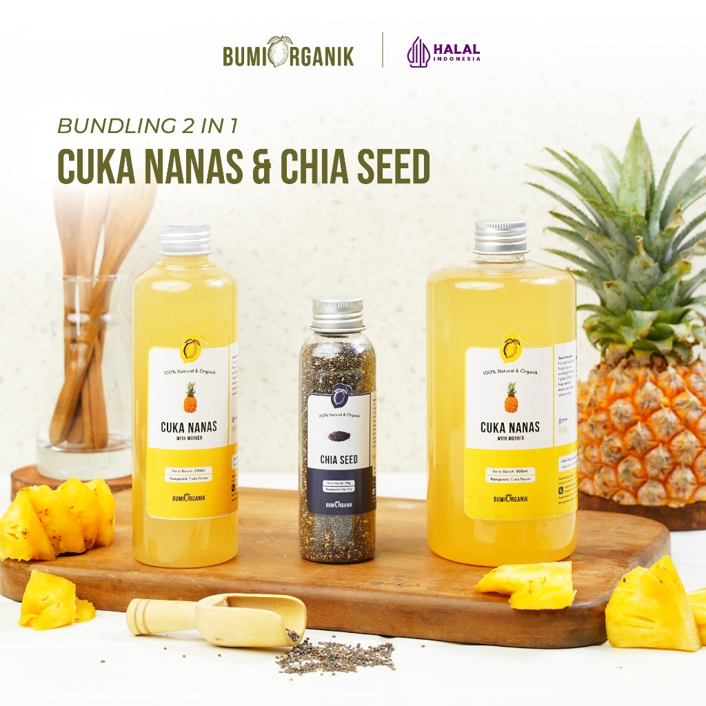 

PAKET 2 IN 1 CUKA NANAS 500ML & CHIA SEED UNTUK KESEHATAN WITH MOTHER BUMI ORGANIK / SARI NANAS / CUKA NANAS MURNI TANPA CAMPURAN/ PINEAPPLE VINEGAR/ CUKA NANAS UNTUK DIABETES/CUKA NANAS ASLI 100% / NENAVIN / NUTRIFARM / DARIBUMI / NUTRIFARM / BEORGANIK