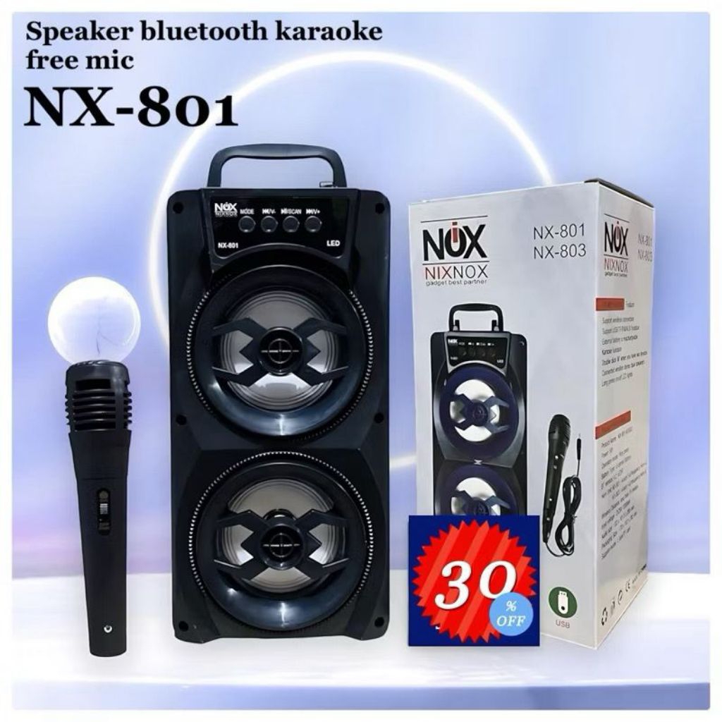NIXNOX Speaker Bluetooth Karaoke NX-801 Free Mic